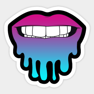 Vaporwave Dripping Lips Teeth Together Sticker